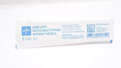 Medline SYR103010 3ml Luer Lock Disposable Syringe Without Ndle